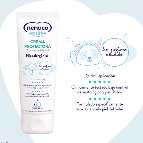 Nenuco Nenuco Sensitive Crema Protectora para la zona del pañal, Hipoalergenica y Sin Perfumes Añadidos - 100ml 30 g