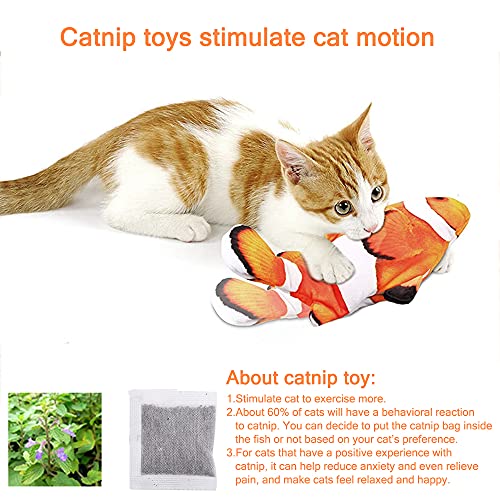 Nepfaivy Juguetes Pez para Gatos - Juguete Interactivo Hierba Gatera, Pez de Simulación de Felpa Móvil con Carga USB, Suministros para Gatos Que Se Pueden Usar para Morder, Patear y Dormir (Rojo)