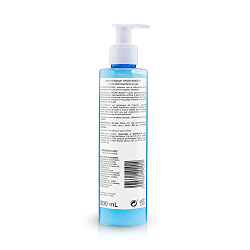 Neutrogena Limpiador de leche Hydro Boost Gelée para piel visiblemente limpia, lavado facial formulado con ácido hialurónico, 200 ml