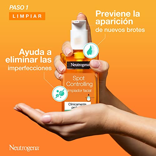 Neutrogena Spot Controlling, 1 Limpiador Facial, 1 Exfoliante Facial, 1 Hidratante Facial, con Ácido Salicílico para Piel Propensa al Acné, Pack de 3 Unidades