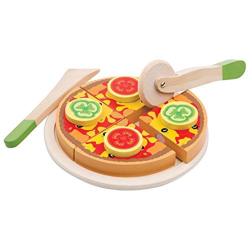 New Classic Toys-10587 New Classic Toys 0587-Set de Pizza y Accesorios, Color madera (ref 0587) , color/modelo surtido