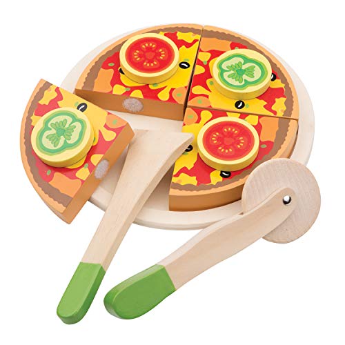 New Classic Toys-10587 New Classic Toys 0587-Set de Pizza y Accesorios, Color madera (ref 0587) , color/modelo surtido