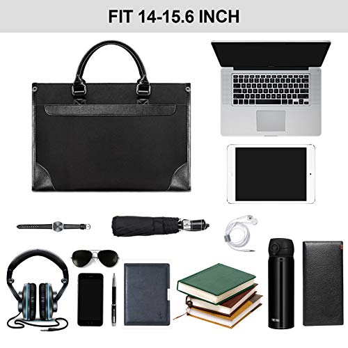 NEWHEY Maletin Portatil 15.6 Pulgadas Maletin Ordenador Portatil Impermeable Funda para Tableta Funda Bandolera para Negocios/Universidad/Hombres/Mujeres Negro