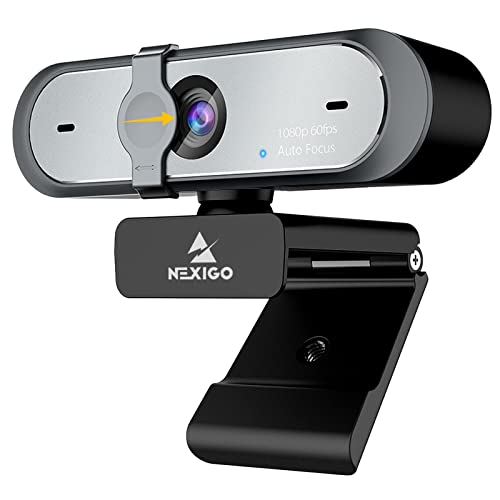 NexiGo N660P 60FPS 1080P Webcam con Enfoque Automático, Micrófonos Duales y Cubierta de Privacidad, Pro HD USB Cámara Web para PC OBS Gaming Conferencias con Zoom Skype FaceTime Teams