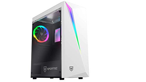 Nfortec Lynx - Torre Gaming Compatible con Placas ATX, Mini-ATX e ITX y Ventilador RGB Incluido en la Parte Trasera, color Blanco RGB (Cristal Templado)