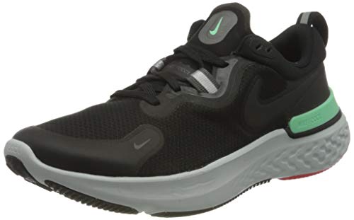 Nike React Miler, Running Shoe Hombre, Black/Black-Iron Grey-Green Glow-Chile Red-Photon Dust, 42.5 EU