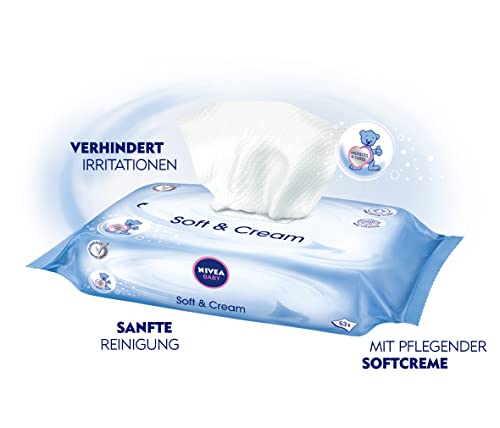 Nivea Baby Soft & Cream Wet Wipes Chusteczki z balsamem dla niemowląt 63szt