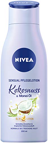 NIVEA Loción corporal Body Sensual de coco y aceite de Monoi en paquete de 6 unidades (6 x 200 ml), loción corporal de absorción rápida con aroma de coco, crema corporal para 24 horas de hidratación