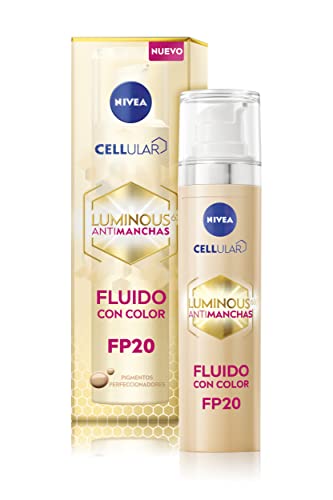 NIVEA Luminous 630 Antimanchas Fluido con Color FP20 (1 x 40 ml), crema antimanchas facial con doble acción, protector antimanchas con ácido hialurónico