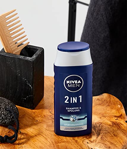 NIVEA Men - Champú y acondicionador 2 en 1 (250 ml), champú eficaz con aloe vera, champú hidratante con sistema de potencia activa