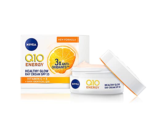 NIVEA Q10 Energy Healthy Glow Face Day Cream (50 ml), crema de día energizante, crema facial para mujeres, crema hidratante, crema facial con Q10, vitamina C y vitamina E