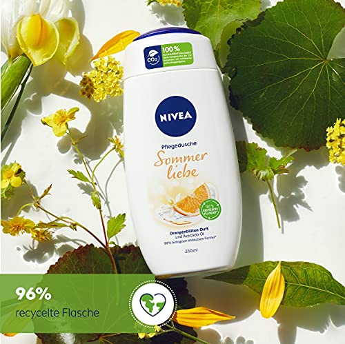 Nivea Sommerliebe Crema de ducha suave con aceite de aguacate, refrescante aroma de flor de naranja afrutado y suave espuma, 250 ml