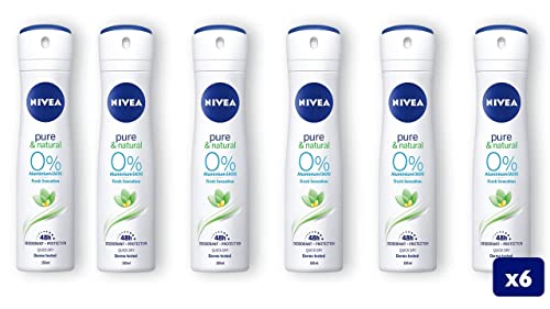 NIVEA Spray Alu free Pure&Natural Desodorante Sin Aluminio 150 ml - 6 unidades