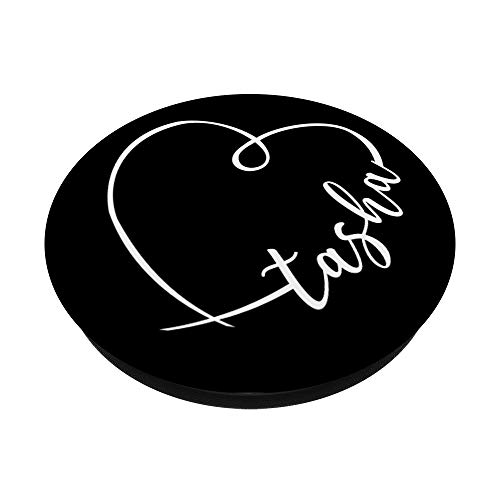 Nombre de la marca Tasha con diseño de corazón sencillo PopSockets PopGrip Intercambiable