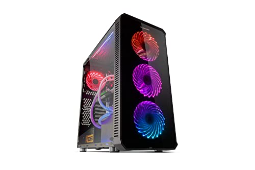 Nox Hummer TGX -NXHUMMERTGX- Caja RGB Rainbow ATX-Micro ATX-ITX, 4 ventiladores 140mm LED RGB incluidos, frontal cristal templado, espacio hasta 9 ventiladores, USB 3.0, color negro