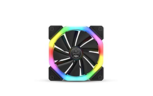 NOX XTREME PRODUCTS Hummer S-FAN -NXHUMMERSFAN- Ventilador PC 120 mm, doble anillo LED ARGB Rainbow, pads de goma antivibración, gran flujo de aire, 3 pines, color negro