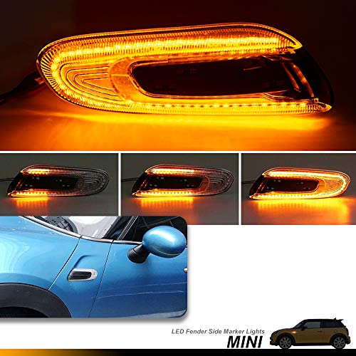 NSLUMO Led indicadores laterales marcador repetidor luz para Mini Cooper F55 F56 F57 S SD Cabriolet JCW ámbar dinámico Led intermitente lámpara 2 uds lente transparente