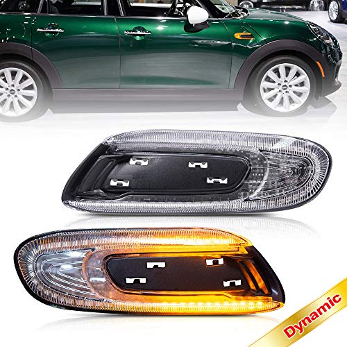 NSLUMO Led indicadores laterales marcador repetidor luz para Mini Cooper F55 F56 F57 S SD Cabriolet JCW ámbar dinámico Led intermitente lámpara 2 uds lente transparente