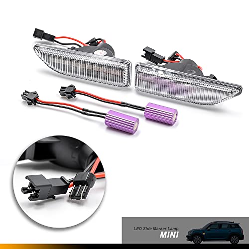 NSLUMO Mini Cooper Countryman F60 2017-up Indicadores laterales Led Repetidor Marcador Luz Ámbar Dinámico Secuencial Led Señal de giro Intermitente Lámpara 2pcs Lente transparente