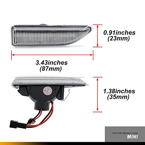 NSLUMO Mini Cooper Countryman F60 2017-up Indicadores laterales Led Repetidor Marcador Luz Ámbar Dinámico Secuencial Led Señal de giro Intermitente Lámpara 2pcs Lente transparente