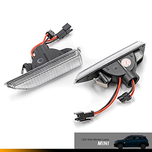 NSLUMO Mini Cooper Countryman F60 2017-up Indicadores laterales Led Repetidor Marcador Luz Ámbar Dinámico Secuencial Led Señal de giro Intermitente Lámpara 2pcs Lente transparente