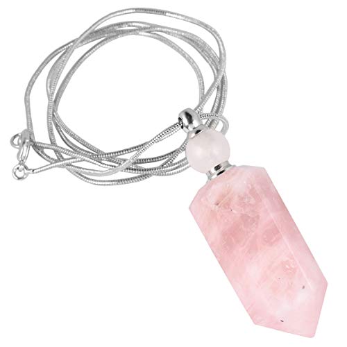 Nupuyai Collar de aromaterapia difusor de aceite esencial, colgante de perfume de piedra de cristal curativo con cadena larga, 70 cm, Piedra Metal, #1-Fluorita,