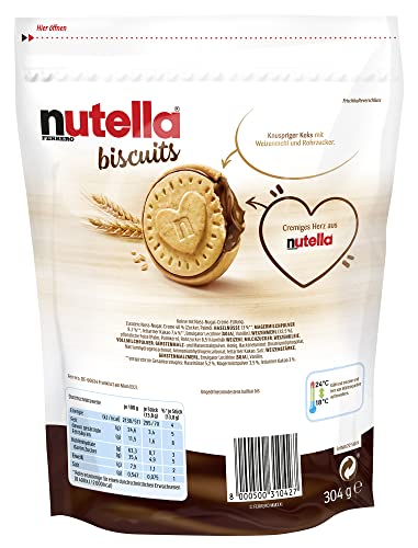 NUTELLA galletas rellenas de nutella bolsa 304 gr