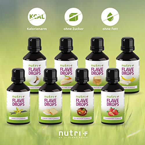 Nutri+ Flave Drops Plátano 30ml - Gotas de Sabor sin Calorías Concentrado Edulcorante Vegano con Dosificador para Endulzar Yogur