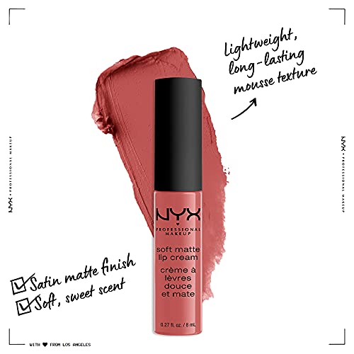 NYX Professional Makeup Pintalabios Soft Matte Lip Cream, Acabado cremoso mate, Color ultrapigmentado, Larga duración, Tono: Zurich