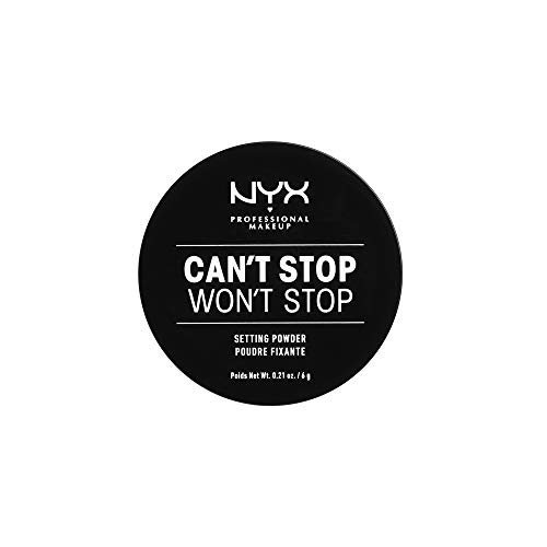 NYX Professional Makeup Polvos fijadores Can't Stop Won't Stop Setting Powder, Polvos sueltos, Acabado mate, Absorben brillos, Fórmula vegana, Tono: Medium-Deep