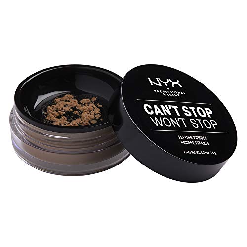 NYX Professional Makeup Polvos fijadores Can't Stop Won't Stop Setting Powder, Polvos sueltos, Acabado mate, Absorben brillos, Fórmula vegana, Tono: Medium-Deep