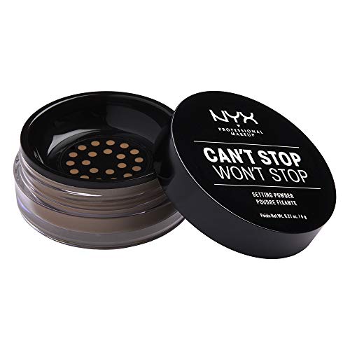 NYX Professional Makeup Polvos fijadores Can't Stop Won't Stop Setting Powder, Polvos sueltos, Acabado mate, Absorben brillos, Fórmula vegana, Tono: Medium-Deep