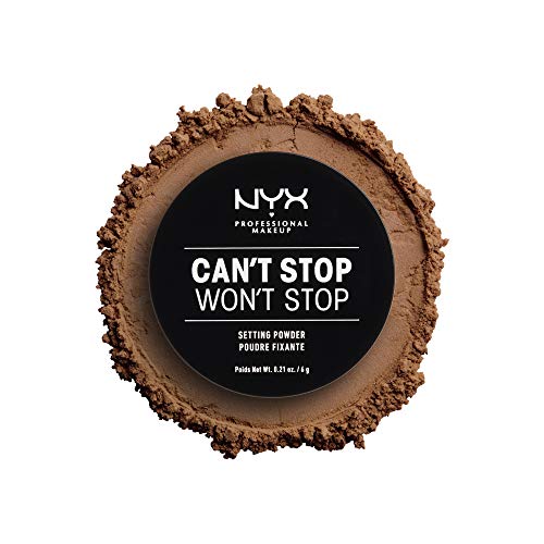 NYX Professional Makeup Polvos fijadores Can't Stop Won't Stop Setting Powder, Polvos sueltos, Acabado mate, Absorben brillos, Fórmula vegana, Tono: Medium-Deep