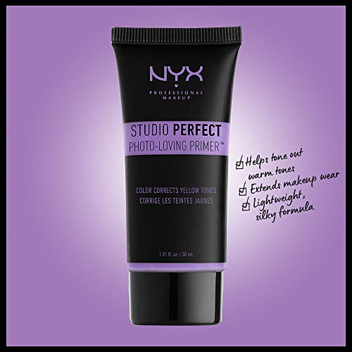 NYX Professional Makeup Prebase de maquillaje Studio Perfect Primer - Lavender, Minimiza poros y líneas finas, Tez unificada, Fórmula vegana