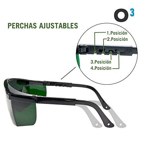 O³ Gafas Laser Depilación - 2 unidades Gafas de protección para depilación HPL/IPL/Luz Pulsada - Gafas De Seguridad Para Protección de Ojo 1 de color verde + 1 azul