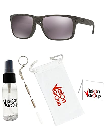 Oakley OO9102 Holbrook Gafas de sol + Vision Group Paquete de accesorios, Woodgrain/Prizm Daily Polarized (9102b7),