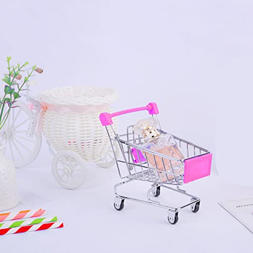 Obelunrp Carrito de Compras Juguete Mini Mini Carro de la Tienda de comestibles Carretilla Maquillaje Decoración de Escritorio Decoración de Escritorio 2pcs Funciones de Juguete para niños