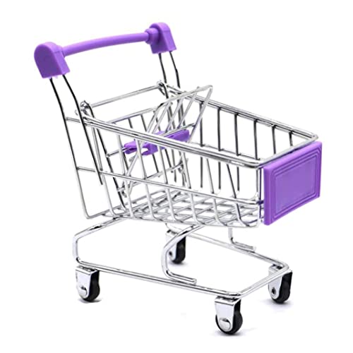 Obelunrp Carrito de Compras Juguete Mini Mini Carro de la Tienda de comestibles Carretilla Maquillaje Decoración de Escritorio Decoración de Escritorio 2pcs Funciones de Juguete para niños