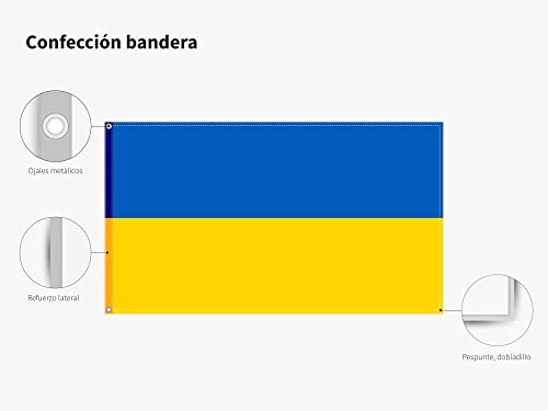 Oedim Bandera de Ucrania 150x85cm | Reforzada y con Pespuntes | Bandera con 2 Ojales Metálicos y Resistente al Agua