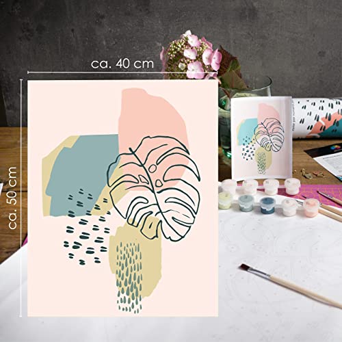 OfficeTree Set de Pintar por Numeros Adultos 40x50 cm - Cuadro Pintar con Numeros Acrílico - Kit Paint by Numbers, Pinturas Modernas Acrílicas con Colores, Lienzo y 4 Pinceles