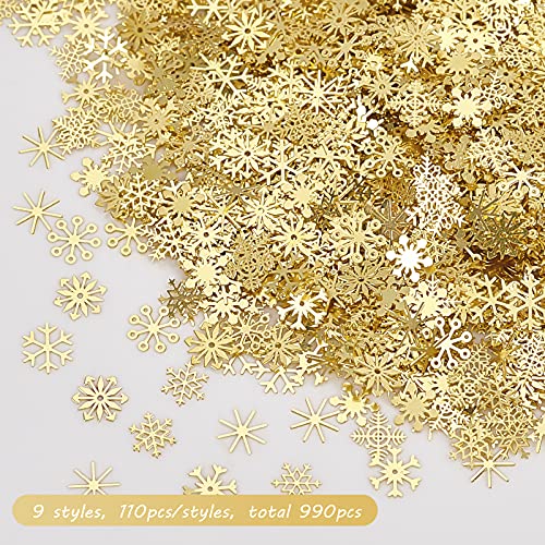 OLYCRAFT 990pcs Lentejuelas Brillantes para decoración uñas con Purpurina diseño Copo de Nieve y Estrella de Flores Accesorios para Manualidades para fundición de Resina y Arte uñas Brillante