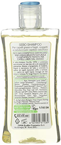 Omia Therapy - Champú ecobiológico a la bergamota para cabello graso y frágil con dermatitis seborreica, acción purificante, apto para el uso diario, dermatológicamente probado, 200 ml