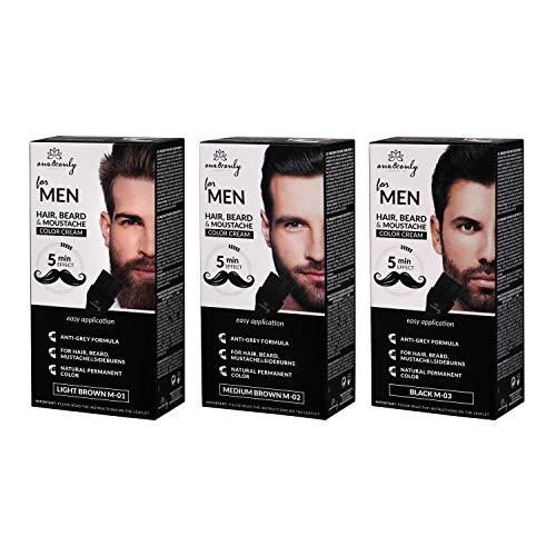 One&Only for Men - Crema de color para caballero, beard & sideburns, fórmula antigris, 5 minutos, sin amonias, sin parabenos, sin PPD, 60g, (BLACK)