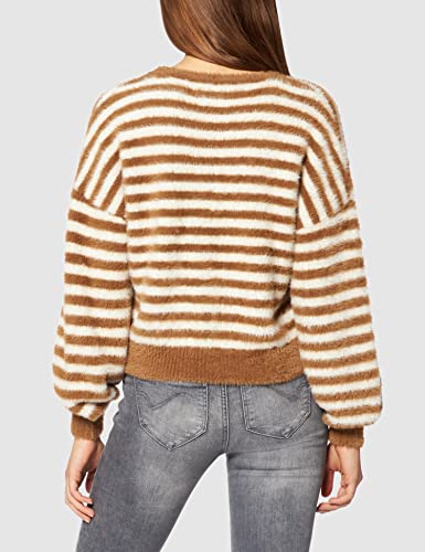 Only Onlpiumo L/S Jersey CC Knt Suéter, Coconut Tostado/Stripes:w. Egret, S para Mujer