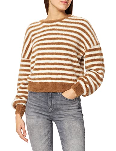 Only Onlpiumo L/S Jersey CC Knt Suéter, Coconut Tostado/Stripes:w. Egret, S para Mujer