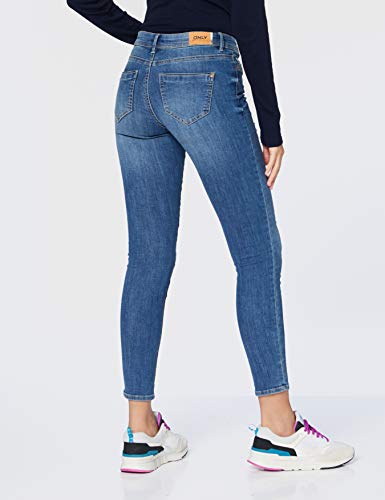 Only Onlwauw Life Mid Skinny Bj114-3 Vaqueros, Medium Blue Denim, 34 Large para Mujer