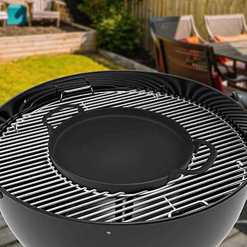 Onlyfire Plancha hierro fundido pare Weber 7421 Gourmet BBQ System, Ø30.5cm para parrilla de carbón Weber Original Kettle Premium de 57 cm