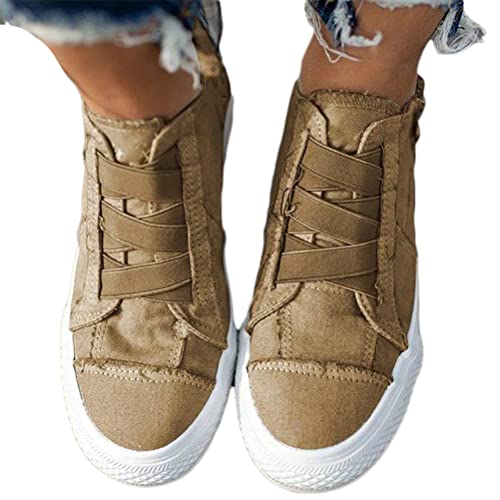 Onsoyours Zapatillas de Deporte de Corte Bajo Zapatos Planos para Mujer Zapatos Informales Nuevas Zapatillas de Verano Cúrcuma 38