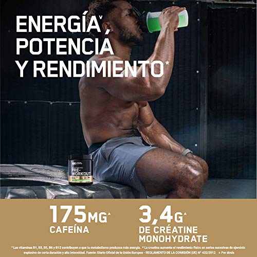 Optimum Nutrition Gold Standard Pre Workout en Polvo, Bebida Energética con Creatina Monohidratada, Beta Alanina, Cafeína y Vitamina B Complex, Frambuesa Azul, 30 Porciones, 330g