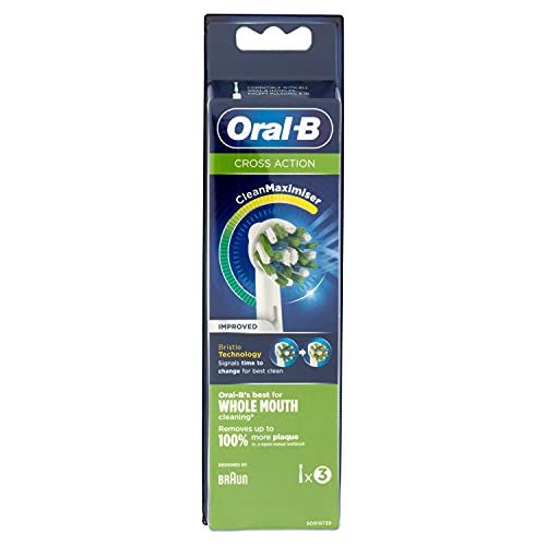 Oral-B Crossaction - Cabezales de Repuesto con Tecnología Cleanmaximiser, 3 Testine